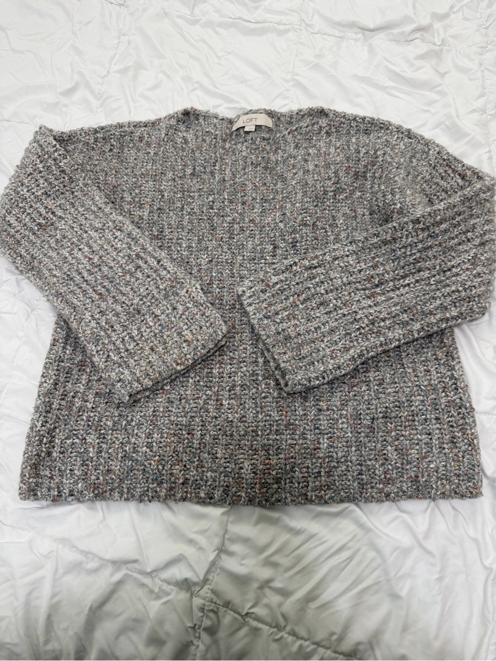 LOFT Men's Heathered Gray Multicolor Crewneck Sweater